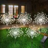 Fireworks Solar Lights Outdoor Pathway Lights Solar Powered Starburst Fairy Lights Waterproof 8 Lighting Modes with Remote Control For Patio Decorative Landscape 90/120/150/180/200 LEDs