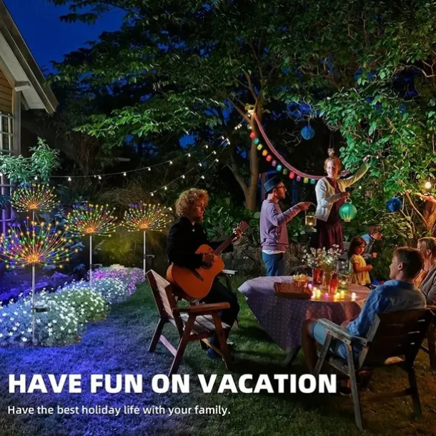 Fireworks Solar Lights Outdoor Pathway Lights Solar Powered Starburst Fairy Lights Waterproof 8 Lighting Modes with Remote Control For Patio Decorative Landscape 90/120/150/180/200 LEDs