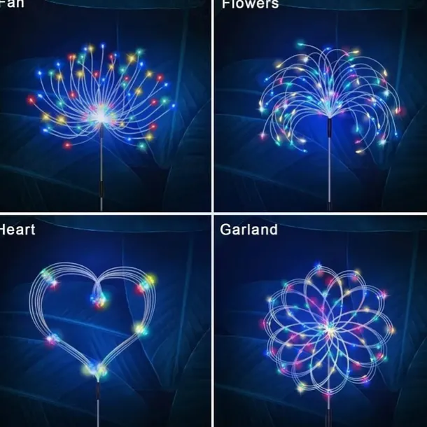 Fireworks Solar Lights Outdoor Pathway Lights Solar Powered Starburst Fairy Lights Waterproof 8 Lighting Modes with Remote Control For Patio Decorative Landscape 90/120/150/180/200 LEDs