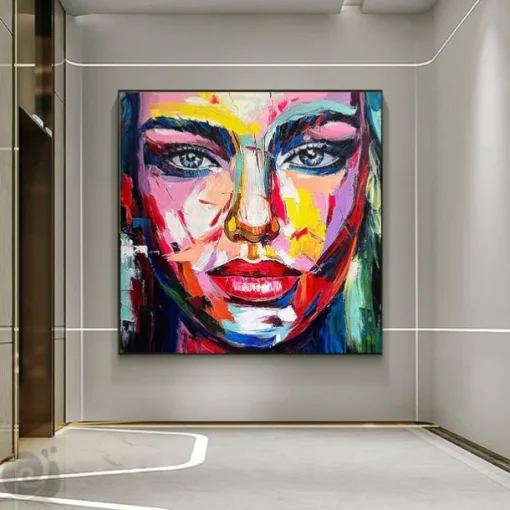 Firgure oil painting handmade Oversize Acrylic women face painting Handmade Painting Large Picture Canvas Acrylic Painting Hand Painted Covered POP ART oil painting pattle knife face paintings