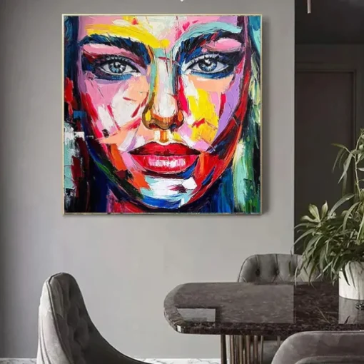 Firgure oil painting handmade Oversize Acrylic women face painting Handmade Painting Large Picture Canvas Acrylic Painting Hand Painted Covered POP ART oil painting pattle knife face paintings