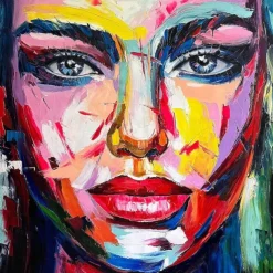 Firgure oil painting handmade Oversize Acrylic women face painting Handmade Painting Large Picture Canvas Acrylic Painting Hand Painted Covered POP ART oil painting pattle knife face paintings
