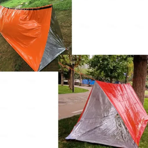 First Aid Tent, Portable Outdoor Emergency Shelter, Waterproof, Windproof And Warm Mylar Emergency Blanket For 2 People, Outdoor Camping Accessories