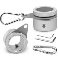 Flag Pole Rings, Aluminum Alloy Flagpole Rings 360°Rotating Anti Wrap Mounting Ring, Spinning Clips with Carabiner for 0.75-1.02 Inch Diameter Pack of 2