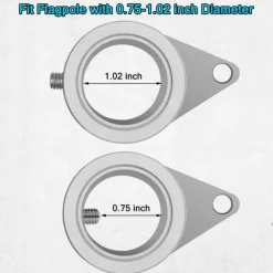 Flag Pole Rings, Aluminum Alloy Flagpole Rings 360°Rotating Anti Wrap Mounting Ring, Spinning Clips with Carabiner for 0.75-1.02 Inch Diameter Pack of 2