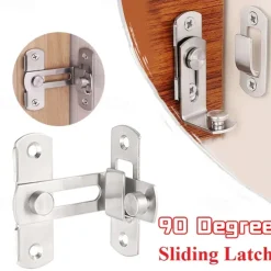 Flip Door Sliding Latch 90 Degree Stainless Steel Latch Safety Door Lock Right Angle Curved Door Buckle