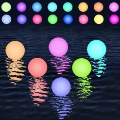 Floating Pool Lights 6pcs 2pcs 16 Color Changing RGB LED Ball Lights IP67 Waterproof 7.8cm Hot Tub Night Lights Pool Toys