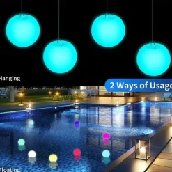Floating Pool Lights 6pcs 2pcs 16 Color Changing RGB LED Ball Lights IP67 Waterproof 7.8cm Hot Tub Night Lights Pool Toys