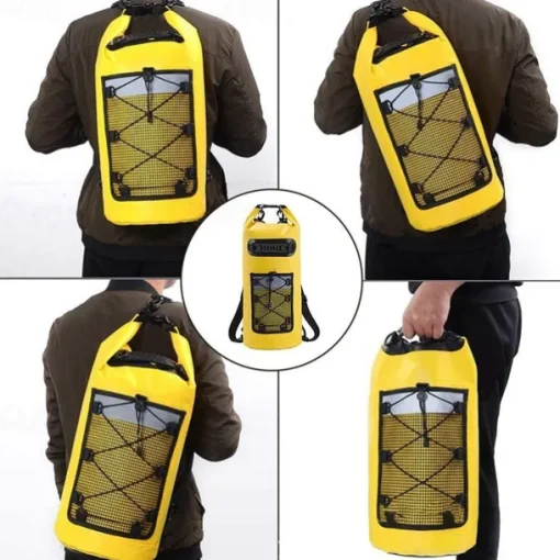 Floating Waterproof Dry Backpack 20L, PVC Drifting Bag, Water-Resistant, Durable, Ideal for Kayaking, Boating, Camping, Outdoor Adventures, Protects Gear from Water, Sand, Dust