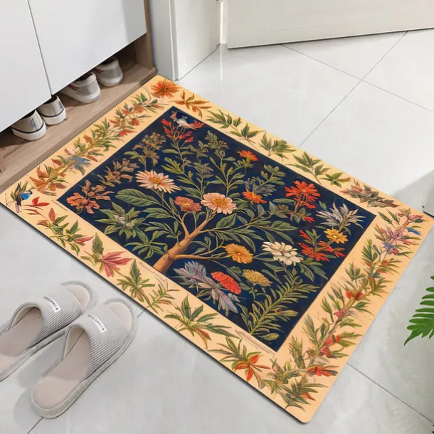 Floral Bird Doormat Floor Mats Washable Rugs Kitchen Mat Non-Slip Oil Proof Rug Indoor Outdoor Mat Bedroom Decor Bathroom Mat Entrance Rug Inspired by William Morris
