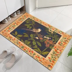 Floral Bird Doormat Floor Mats Washable Rugs Kitchen Mat Non-Slip Oil Proof Rug Indoor Outdoor Mat Bedroom Decor Bathroom Mat Entrance Rug Inspired by William Morris