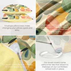 Floral Butterfly Series Duvet Cover 3-Piece Set 100% Cotton or Polyester Super Soft Skin Friendly Long Lasting