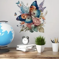 Floral Butterfly Toilet Seat Decal, Waterproof Self-adhesive Bathroom Decoration Decal, Bathroom Decoration Sticker, Home Decor