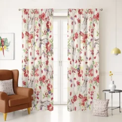Floral Curtains for Bedroom Kids Room Rod Pocket Curtains for Boys Girls Window Treatment 1 Panel Drapes for Nursery, Soft Thick