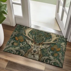 Floral Deer Doormat Kitchen Mat Floor Mat Non-Slip Area Rug Oil Proof Rug Indoor Outdoor Mat Bedroom Decor Bathroom Mat Entrance Rug