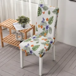 Floral Dining Chair Cover Super Fit Stretch Removable Washable High Back Dining Chair Cover Seat Slipcover for Hotel Dining Room Ceremony Banquet Wedding Party