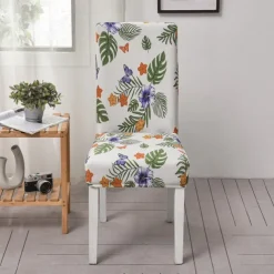 Floral Dining Chair Cover Super Fit Stretch Removable Washable High Back Dining Chair Cover Seat Slipcover for Hotel Dining Room Ceremony Banquet Wedding Party