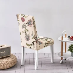 Floral Dining Chair Cover Super Fit Stretch Removable Washable High Back Dining Chair Cover Seat Slipcover for Hotel Dining Room Ceremony Banquet Wedding Party