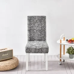 Floral Dining Chair Cover Super Fit Stretch Removable Washable High Back Dining Chair Cover Seat Slipcover for Hotel Dining Room Ceremony Banquet Wedding Party