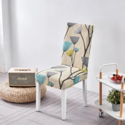 Floral Dining Chair Cover Super Fit Stretch Removable Washable High Back Dining Chair Cover Seat Slipcover for Hotel Dining Room Ceremony Banquet Wedding Party