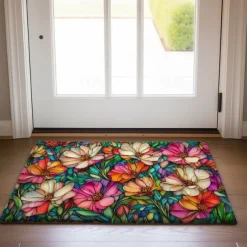 Floral Doormat Kitchen Mat Floor Mat Non-Slip Area Rug Oil Proof Rug Indoor Outdoor Mat Bedroom Decor Bathroom Mat Entrance Rug Spring Summer