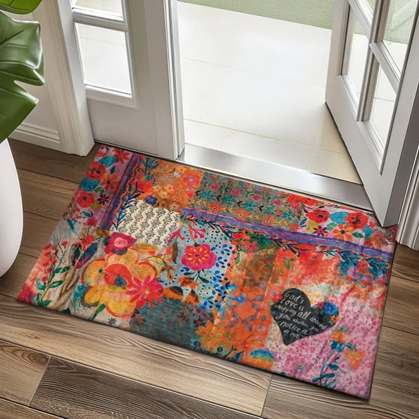 Floral Doormat Kitchen Mat Floor Mat Non-Slip Area Rug Oil Proof Rug Indoor Outdoor Mat Bedroom Decor Bathroom Mat Entrance Rug God's Love Spring Summer