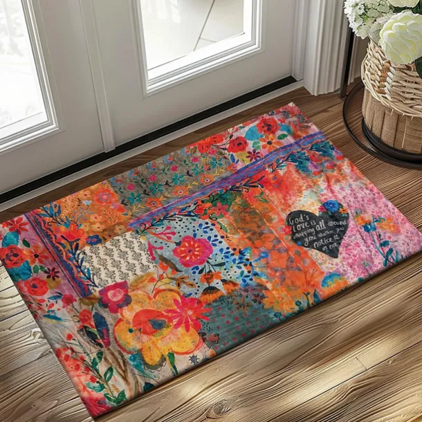 Floral Doormat Kitchen Mat Floor Mat Non-Slip Area Rug Oil Proof Rug Indoor Outdoor Mat Bedroom Decor Bathroom Mat Entrance Rug God's Love Spring Summer