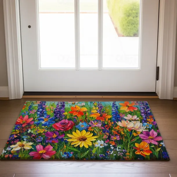 Floral Doormat Kitchen Mat Floor Mat Non-Slip Area Rug Oil Proof Rug Indoor Outdoor Mat Bedroom Decor Bathroom Mat Entrance Rug Spring Summer