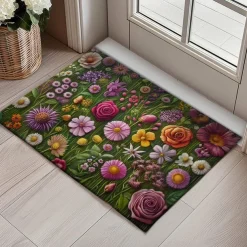 Floral Doormat Kitchen Mat Floor Mat Non-Slip Area Rug Oil Proof Rug Indoor Outdoor Mat Bedroom Decor Bathroom Mat Entrance Rug Spring Summer