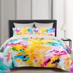 Floral Dopamine Colored Pattern Duvet Cover Set Comforter Set Soft 3-Piece Luxury Cotton Bedding Set Home Decor Gift King Queen Full Size