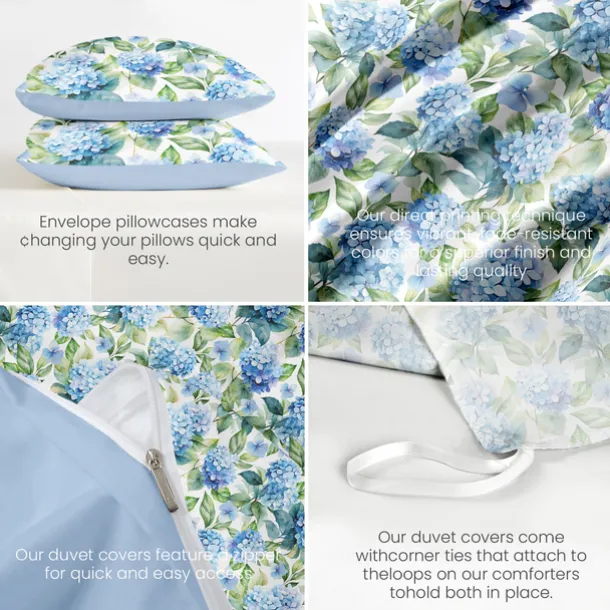 Floral Duvet Cover Full Size Bedding Set Bed Sets Quilt Cover Soft Lightweight Comforter Cover with 2 Pillowcases for Summer Spring