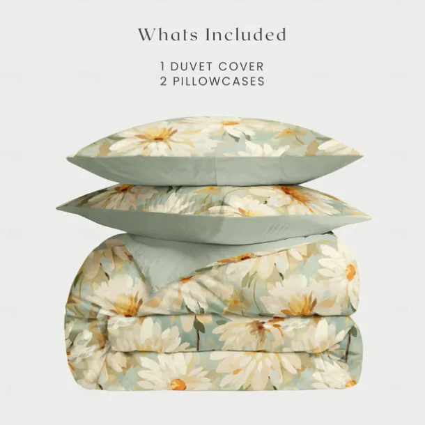 Floral Duvet Cover Full Size Bedding Set Bed Sets Quilt Cover Soft Lightweight Comforter Cover with 2 Pillowcases for Summer Spring