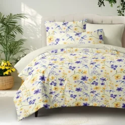 Floral Duvet Cover Full Size Bedding Set Bed Sets Quilt Cover Soft Lightweight Comforter Cover with 2 Pillowcases for Summer Spring