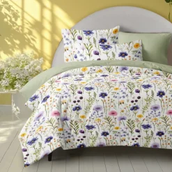 Floral Duvet Cover Full Size Bedding Set Bed Sets Quilt Cover Soft Lightweight Comforter Cover with 2 Pillowcases for Summer Spring