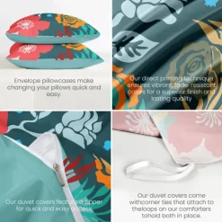 Floral Duvet Cover Full Size Bedding Set Bed Sets Quilt Cover Soft Lightweight Comforter Cover with 2 Pillowcases for Summer Spring