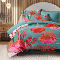 Floral Duvet Cover Full Size Bedding Set Bed Sets Quilt Cover Soft Lightweight Comforter Cover with 2 Pillowcases for Summer Spring