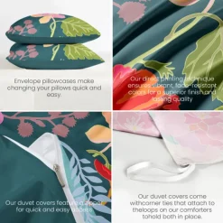 Floral Duvet Cover Full Size Bedding Set Bed Sets Quilt Cover Soft Lightweight Comforter Cover with 2 Pillowcases for Summer Spring