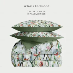 Floral Duvet Cover Set 100% Cotton Soft and Breathable Bedding Featuring Stained Glass Flowers Lightweight and Durable Quilt Cover Comfortable for All Seasons Easy to Care