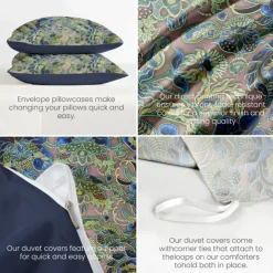 Floral Duvet Cover Set 100% Cotton Soft and Breathable Bedding Featuring Peacock Flowers Lightweight and Durable Quilt Cover Comfortable for All Seasons Easy to Care