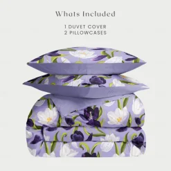 Floral Duvet Cover Set 100% Cotton Soft and Breathable Bedding Featuring Colorful Flowers Lightweight and Durable Quilt Cover Comfortable for All Seasons Easy to Care