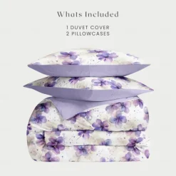 Floral Duvet Cover Set 100% Cotton Soft and Breathable Bedding Featuring Colorful Flowers Lightweight and Durable Quilt Cover Comfortable for All Seasons Easy to Care