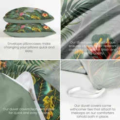 Floral Duvet Cover Set 100% Cotton Soft and Breathable Bedding Featuring Tropical Rainforest Lightweight and Durable Quilt Cover Comfortable for All Seasons Easy to Care