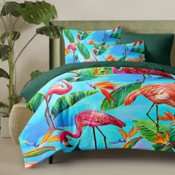 Floral Duvet Cover Set 100% Cotton Soft and Breathable Bedding Featuring Tropical Flowers Lightweight and Durable Quilt Cover Comfortable for All Seasons Easy to Care