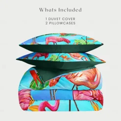 Floral Duvet Cover Set 100% Cotton Soft and Breathable Bedding Featuring Tropical Flowers Lightweight and Durable Quilt Cover Comfortable for All Seasons Easy to Care