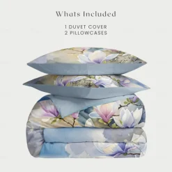 Floral Duvet Cover Set 100% Cotton Soft and Breathable Bedding Featuring Colorful Flowers Lightweight and Durable Quilt Cover Comfortable for All Seasons Easy to Care