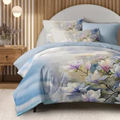 Floral Duvet Cover Set 100% Cotton Soft and Breathable Bedding Featuring Colorful Flowers Lightweight and Durable Quilt Cover Comfortable for All Seasons Easy to Care