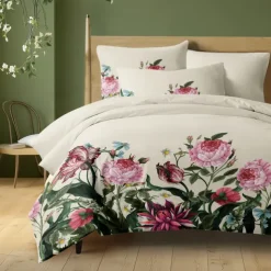 Floral Duvet Cover Set 100% Cotton Soft and Breathable Bedding Featuring Colorful Flowers Lightweight and Durable Quilt Cover Comfortable for All Seasons Easy to Care