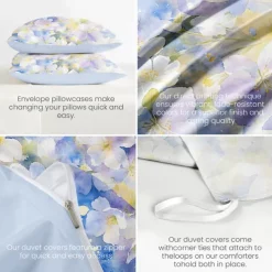 Floral Duvet Cover Set 100% Cotton Soft and Breathable Bedding Featuring Colorful Flowers Lightweight and Durable Quilt Cover Comfortable for All Seasons Easy to Care