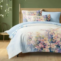 Floral Duvet Cover Set 100% Cotton Soft and Breathable Bedding Featuring Colorful Flowers Lightweight and Durable Quilt Cover Comfortable for All Seasons Easy to Care