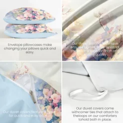 Floral Duvet Cover Set 100% Cotton Soft and Breathable Bedding Featuring Colorful Flowers Lightweight and Durable Quilt Cover Comfortable for All Seasons Easy to Care